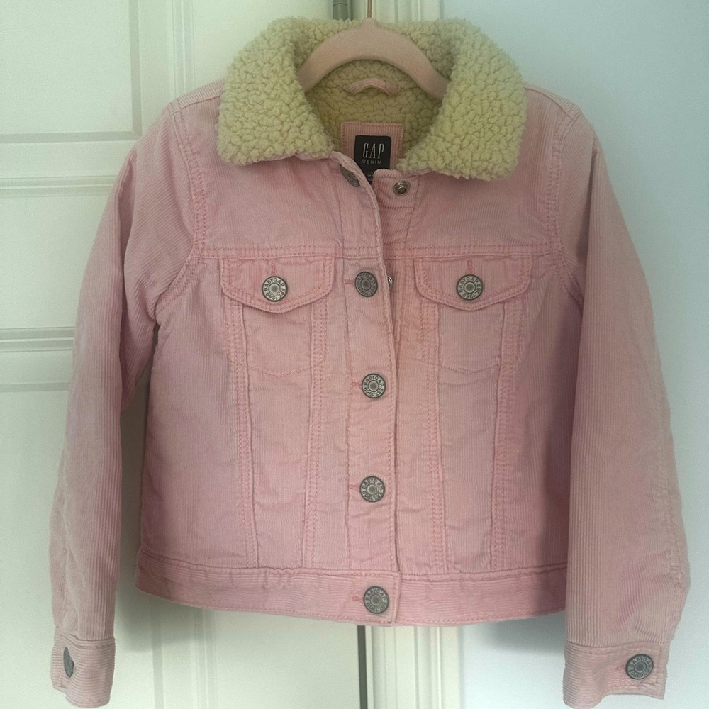 Girls GAP Sherpa lined Pink corduroy jacket